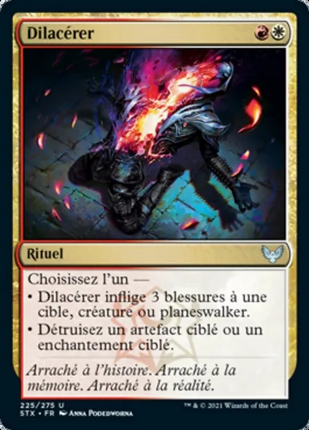 Dilacérer, carte Magic STX 225 — extension Strixhaven: l'Académie des Mages