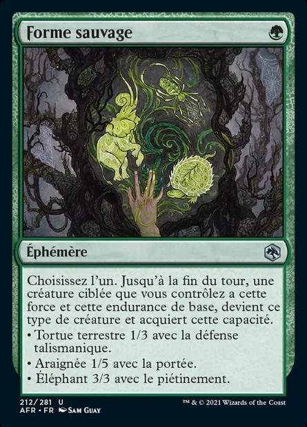 Forme sauvage, carte Magic AFR 212 — extension Forgotten Realms: Aventures dans les Royaumes Oubliés