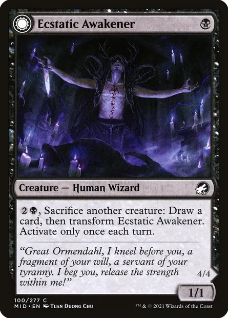 Ecstatic Awakener // Awoken Demon, Magic card MID 100 — Innistrad: Midnight Hunt set