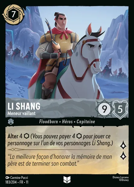 Li Shang - Meneur vaillant, carte Disney Lorcana CH11-183 — extension Givresort