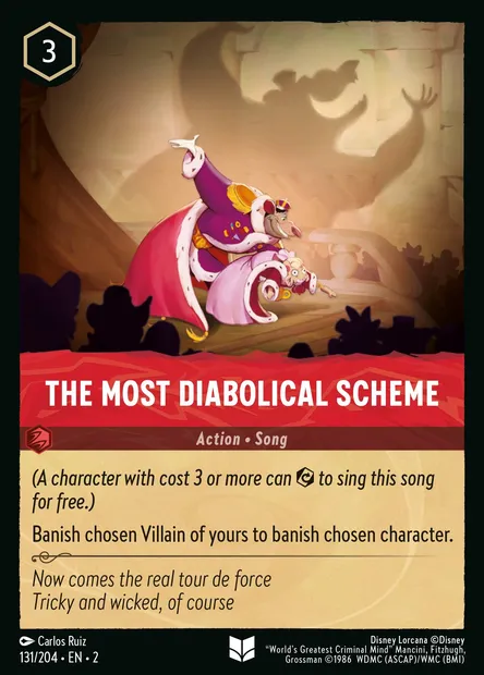 The Most Diabolical Scheme, Disney Lorcana card CH2-131 — Rise of the Floodborn set