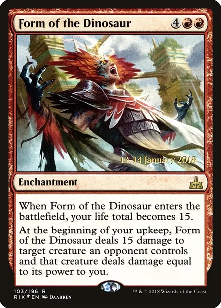 Forme du dinosaure, carte Magic PRIX 103s — extension Rivals of Ixalan Promos