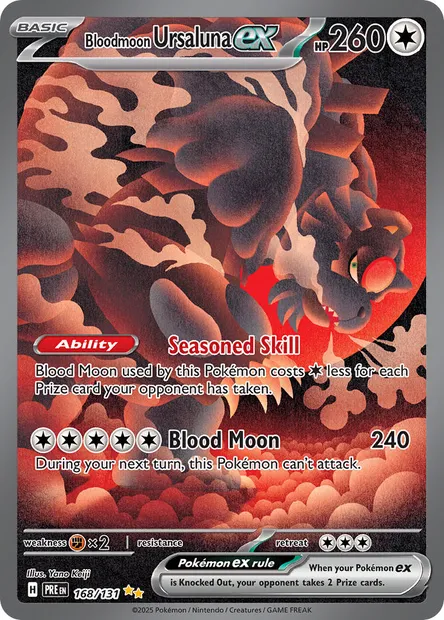Bloodmoon Ursaluna ex, Pokémon card PRE 168 — Prismatic Evolutions set