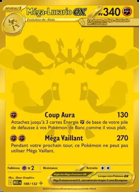Méga-Lucario-ex, carte Pokémon MEG 188 — extension Méga-Évolution