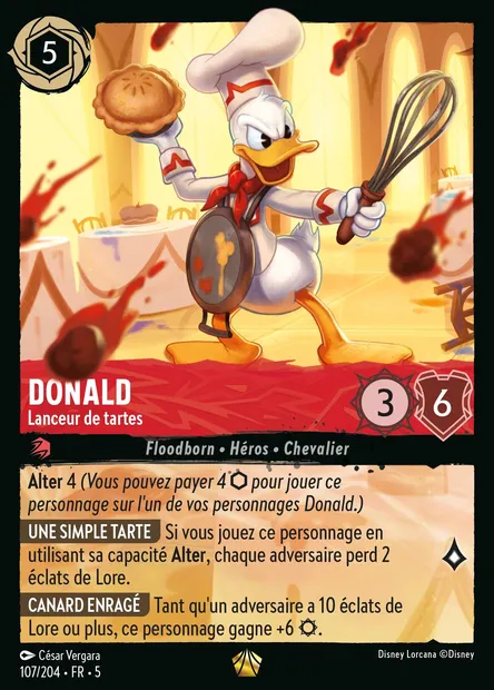 Donald - Lanceur de tartes, carte Disney Lorcana CH5-107 — extension Ciel Scintillant