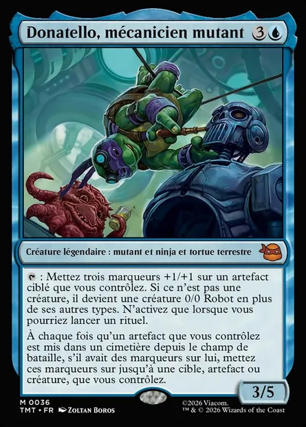 Donatello, mécanicien mutant, carte Magic TMT 36 — extension Teenage Mutant Ninja Turtles