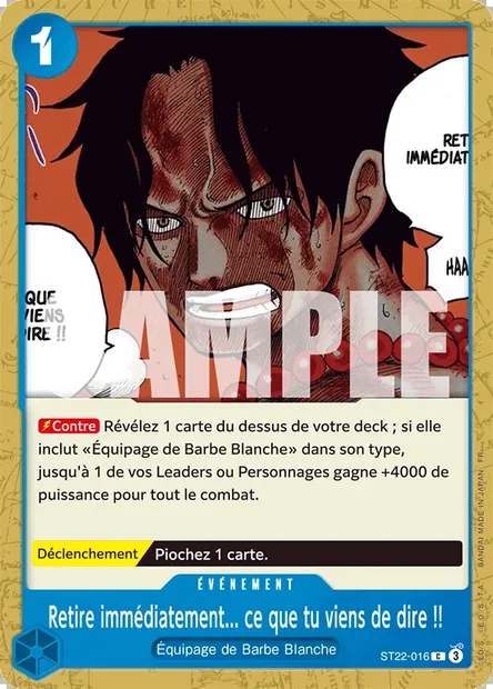 Retire immédiatement... ce que tu viens de dire !!, carte One Piece ST22-016 — extension ACE ET NEWGATE