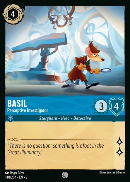 Basil - Perceptive Investigator, Disney Lorcana card CH2-140 — Rise of the Floodborn set