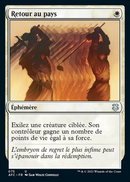 Retour au pays, carte Magic AFC 75 — extension Forgotten Realms Commander