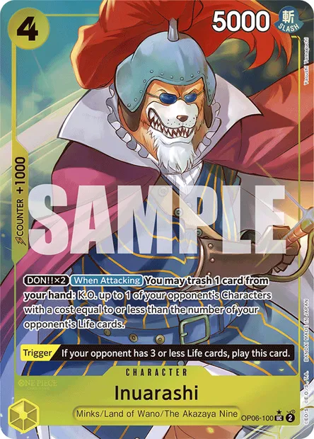 Inuarashi, One Piece card OP06-100 — WINGS OF THE CAPTAIN set