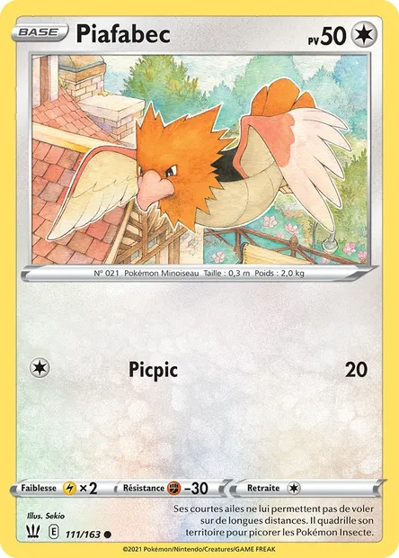 Piafabec, carte Pokémon BST 111 — extension Styles de combat