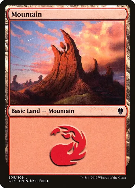 Mountain, Magic card C17 305 — Commander 2017 set