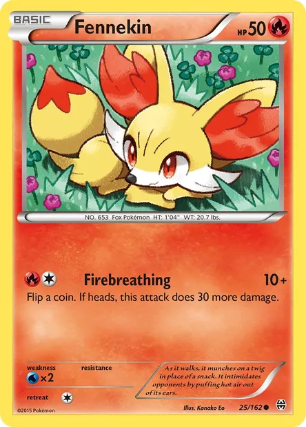 Fennekin, Pokémon card BKT 25 — BREAKthrough set