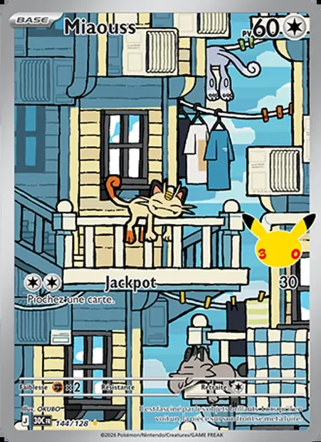 Miaouss, carte Pokémon 30C 144 — extension 30ᵉ Anniversaire