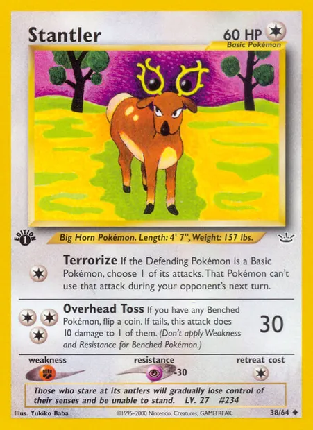 Stantler, Pokémon card NR 38 — Neo Revelation set