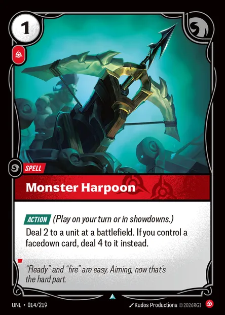 Monster Harpoon, carte Riftbound UNL 014 — extension Unleashed