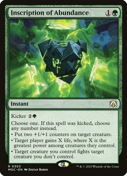 Inscription of Abundance, Magic card MOC 303 — March of the Machine Commander set