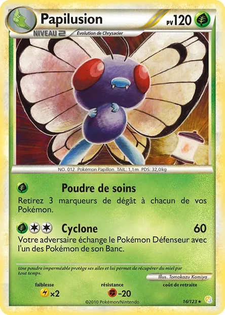 Papilusion, carte Pokémon HS 16 — extension HeartGold SoulSilver