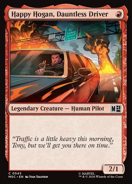 Happy Hogan, Dauntless Driver, Magic card MSC 545 — Marvel Super Heroes Commander set