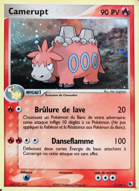 Camérupt, carte Pokémon RS 4 — extension EX Rubis & Saphir