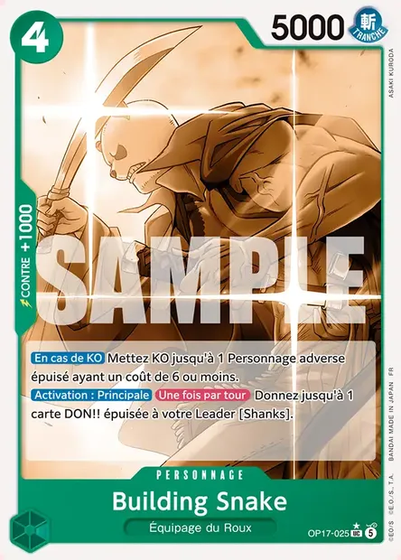Building Snake, carte One Piece OP17-025 — extension LES GUERRIERS LES PLUS PUISSANTS AU MONDE
