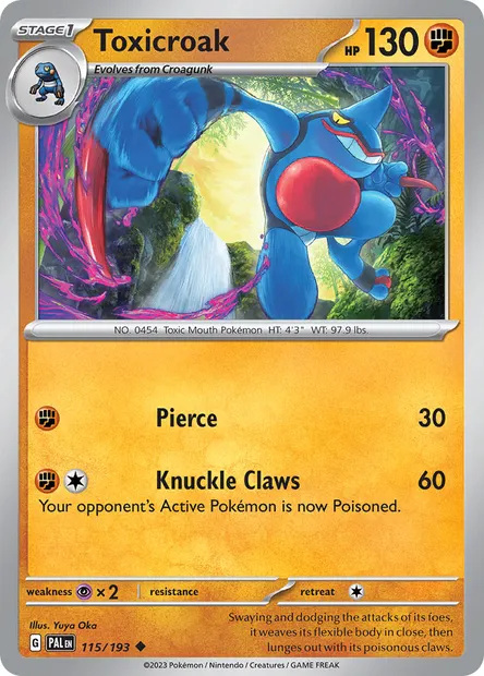 Toxicroak, Pokémon card PAL 115 — Paldea Evolved set