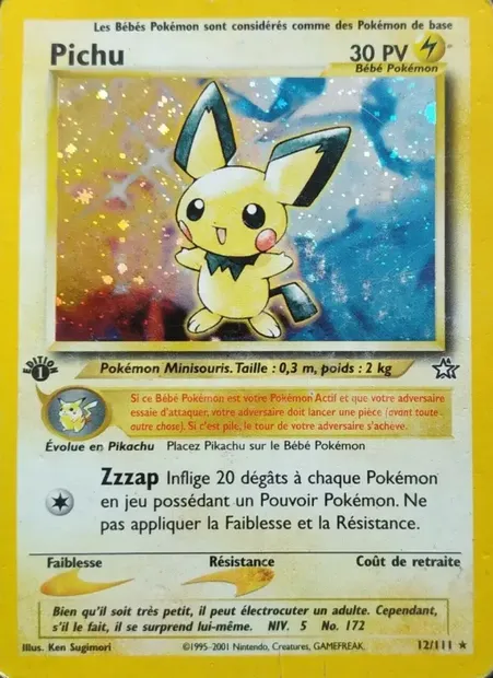 Pichu, carte Pokémon NG 12 — extension Neo Genesis