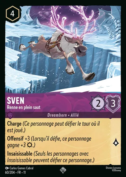 Sven - Renne en plein saut, carte Disney Lorcana CH11-060 — extension Givresort