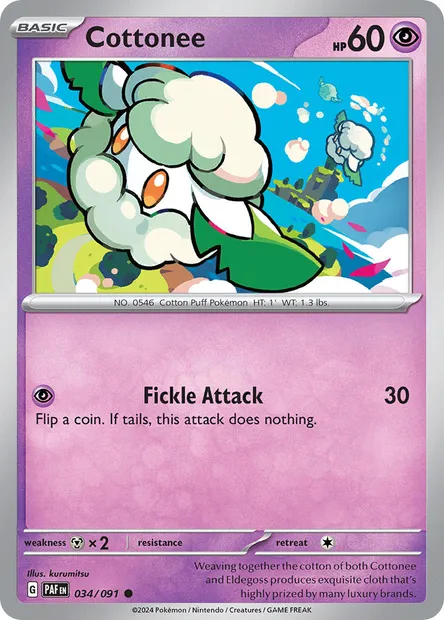 Cottonee, Pokémon card PAF 034 — Paldean Fates set