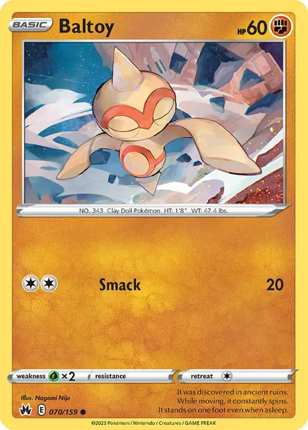 Baltoy, Pokémon card CRZ 070 — Crown Zenith set