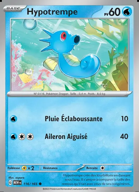 Hypotrempe, carte Pokémon MEW 116 — extension 151