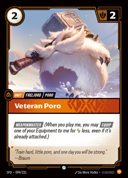 Veteran Poro, carte Riftbound SFD 099 — extension Spiritforged