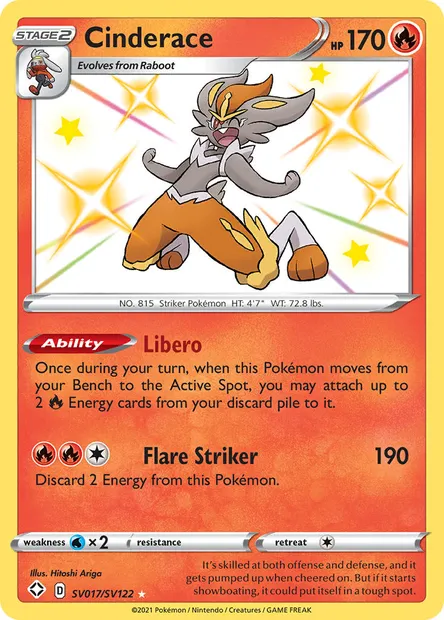 Cinderace, Pokémon card SHF SV017 — Shining Fates set