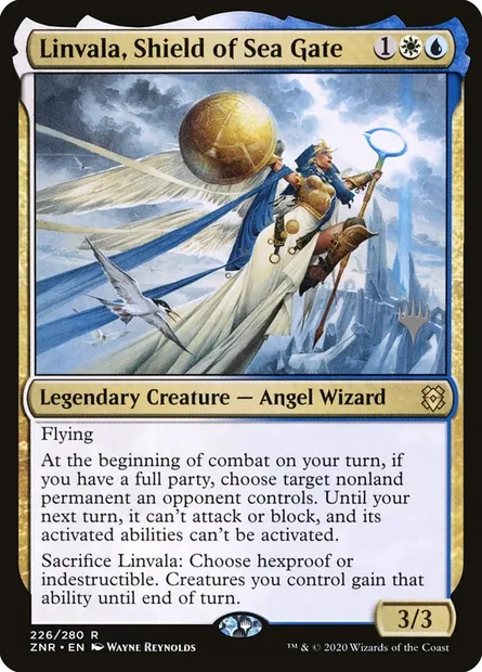 Linvala, Shield of Sea Gate, Magic card PZNR 226p — Zendikar Rising Promos set