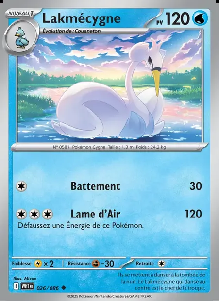 Lakmécygne, carte Pokémon WHT 026 — extension Flamme Blanche