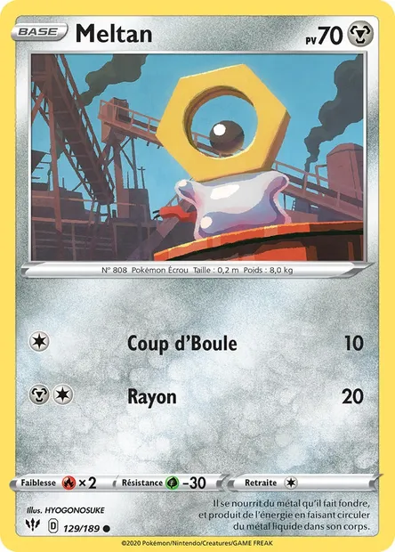 Meltan, carte Pokémon DAA 129 — extension Ténèbres Embrasées