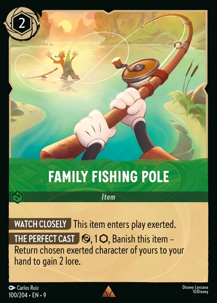 Family Fishing Pole, Disney Lorcana card CH9-100 — Fabled set
