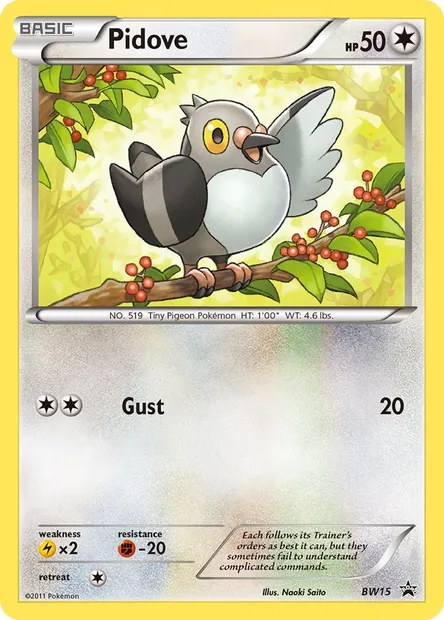 Pidove, Pokémon card BW 15 — BW Black Star Promos set