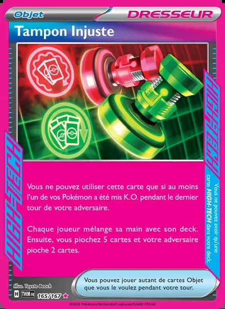Tampon Injuste, carte Pokémon TWM 165 — extension Mascarade Crépusculaire