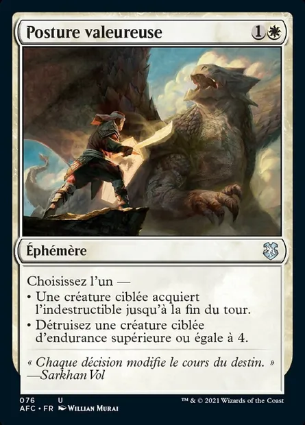 Posture valeureuse, carte Magic AFC 76 — extension Forgotten Realms Commander