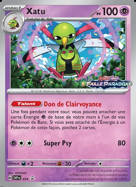 Xatu, carte Pokémon PR-SV 059 — extension SVP Black Star Promos