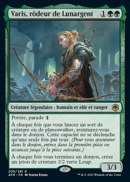 Varis, rôdeur de Lunargent, carte Magic AFR 209 — extension Forgotten Realms: Aventures dans les Royaumes Oubliés