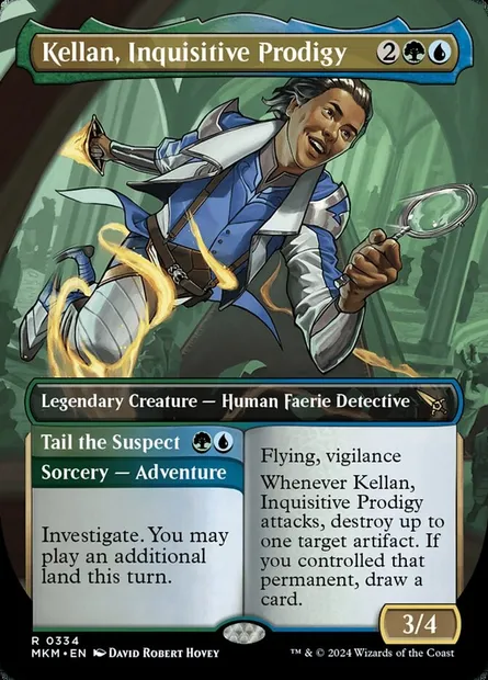 Kellan, Inquisitive Prodigy // Tail the Suspect, Magic card MKM 334 — Murders at Karlov Manor set