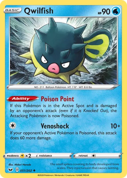 Qwilfish, Pokémon card SSH 51 — Sword & Shield set