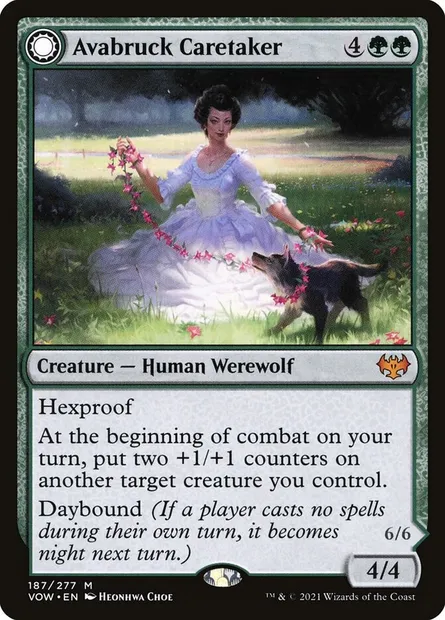 Avabruck Caretaker // Hollowhenge Huntmaster, Magic card VOW 187 — Innistrad: Crimson Vow set