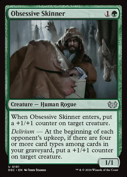 Obsessive Skinner, Magic card DSC 191 — Duskmourn: House of Horror Commander set