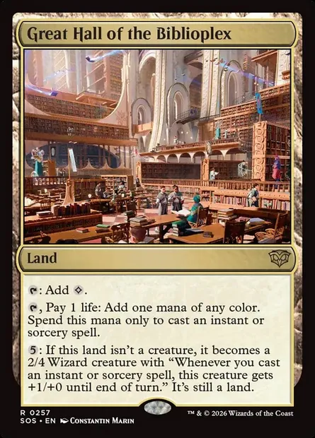 Great Hall of the Biblioplex, Magic card SOS 257 — Secrets of Strixhaven set