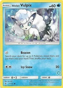 Alolan Vulpix, Pokémon card TK11 021-14 — SM Trainer Kit: Alolan Sandslash & Alolan Ninetales set