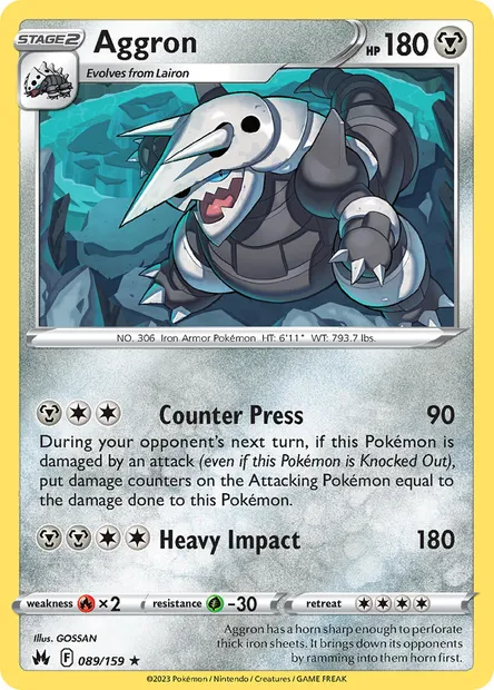 Aggron, Pokémon card CRZ 089 — Crown Zenith set