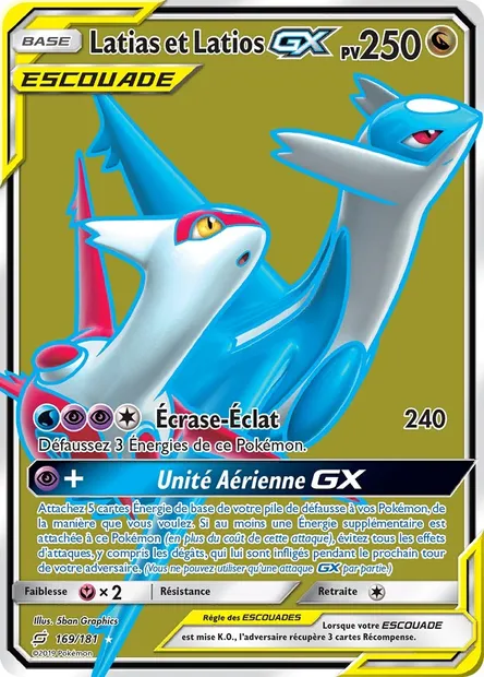 Latias et Latios GX, carte Pokémon TEU 169 — extension Duo de Choc